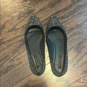 Ava & Aiden Black and Gold Glitter Flats
